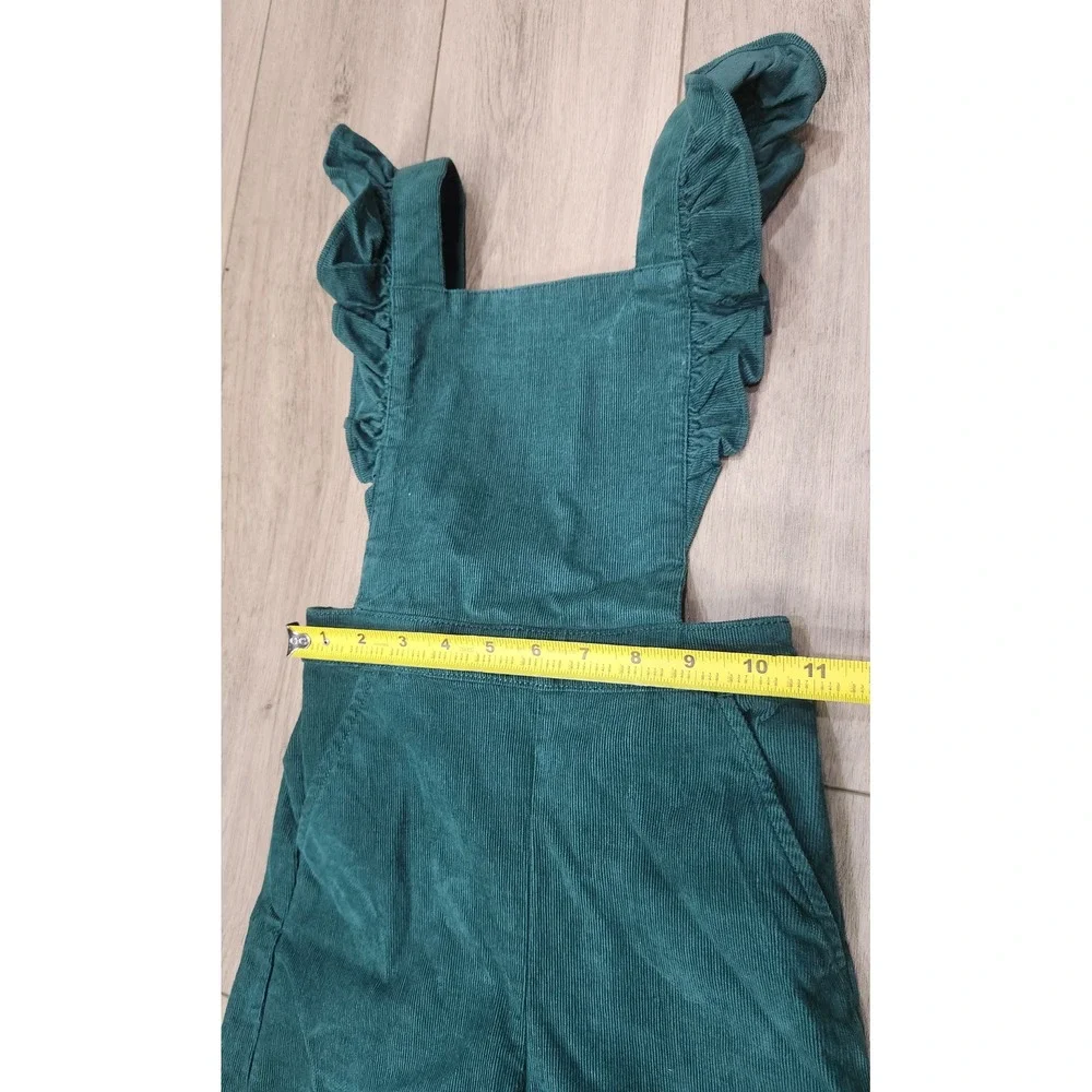 Hanna Andersson Girls Overalls Green Corduroy Ruffle Wide‎ Leg Size 120 US 6-7